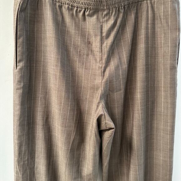 Eskandar Wool Stripe Taupe Pull On Woman Pants Size M-L - Picture 3 of 10